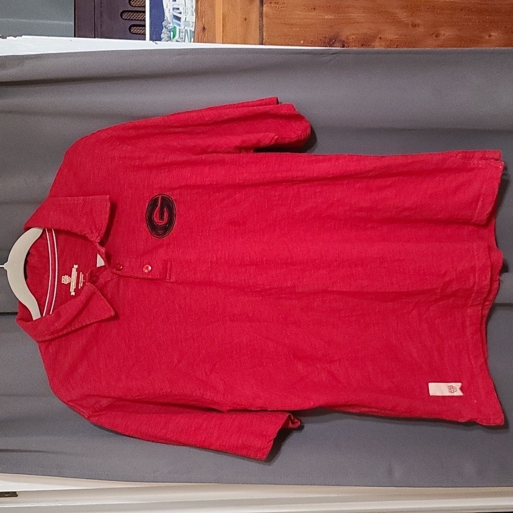 U ESPN Georgia Bulldogs Polo Shirt Mens Embroidered Back Graphic Sz L GUC‎ READ